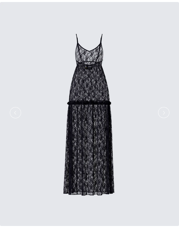 Finesse Marina Black Lace Sheer Maxi Dress
