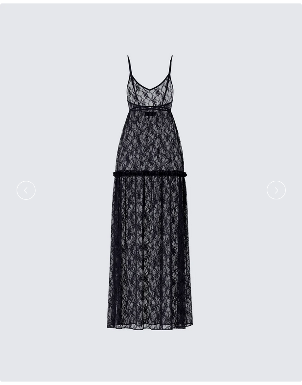 Finesse Marina Black Lace Sheer Maxi Dress