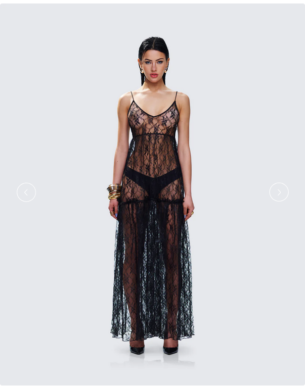 Finesse Marina Black Lace Sheer Maxi Dress