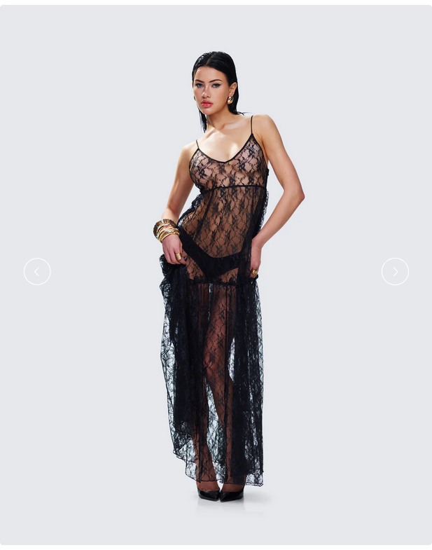 Finesse Marina Black Lace Sheer Maxi Dress