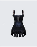 Finesse Cirelle Black Vegan Leather Mini Dress