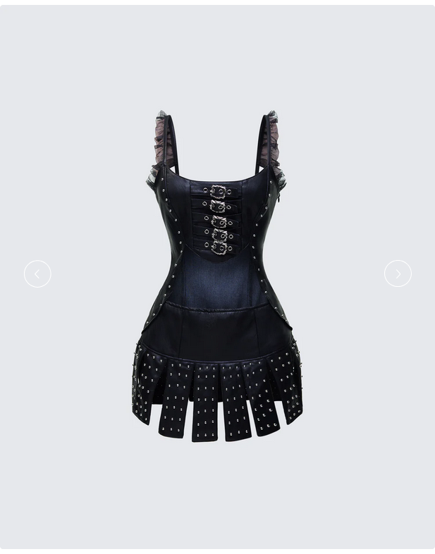 Finesse Cirelle Black Vegan Leather Mini Dress