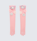 Finesse Diorre Pink Mesh Opera Glove With Corsage