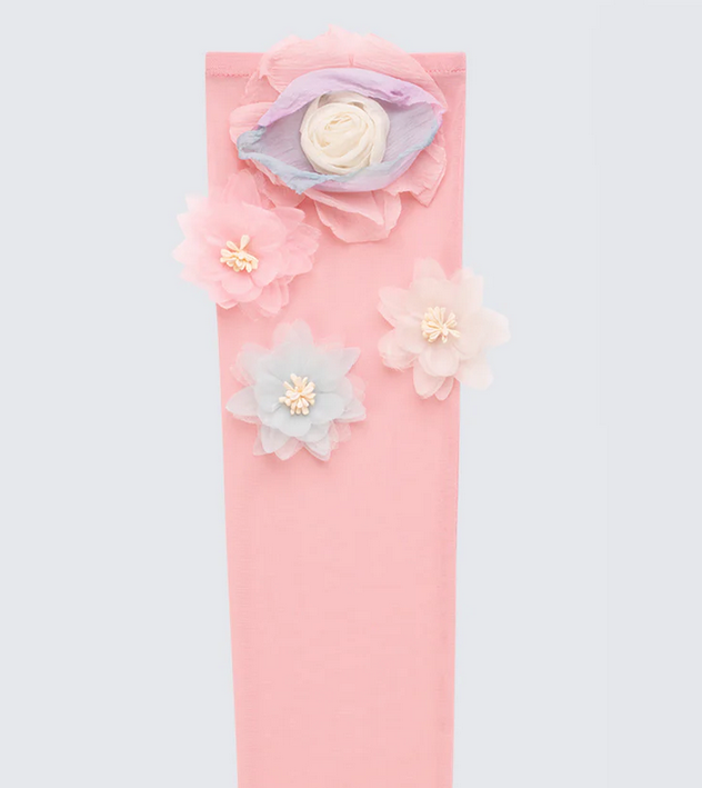 Finesse Diorre Pink Mesh Opera Glove With Corsage