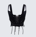 Finesse Ginan Black Glitter Velvet Corset Top