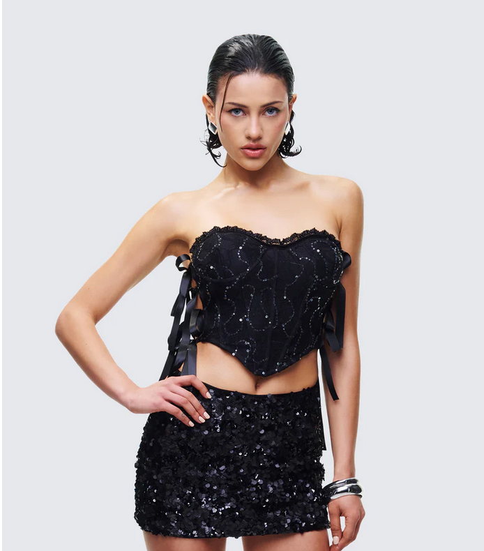 Finesse Cinday Sequin Side Tie Corset