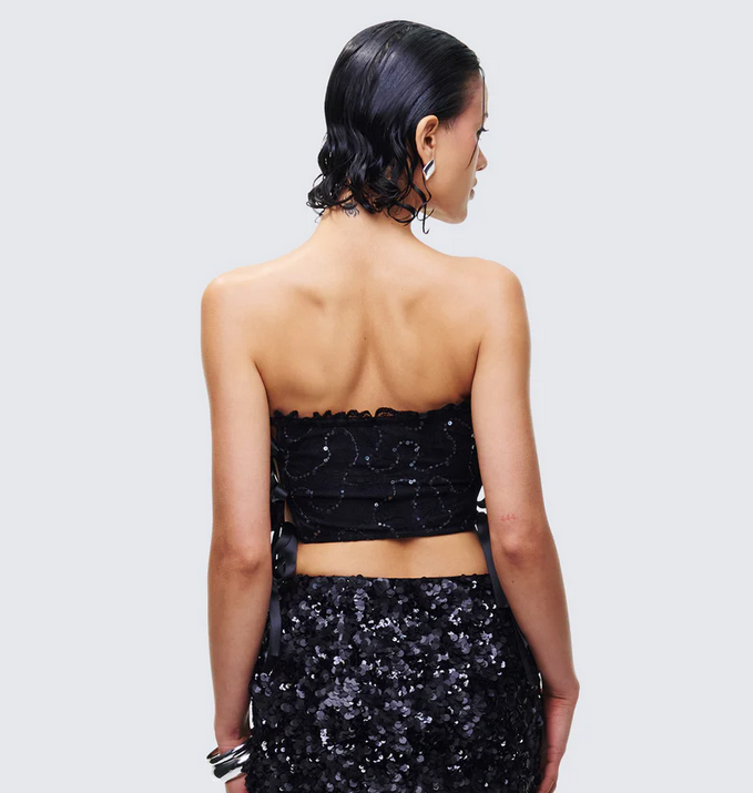 Finesse Cinday Sequin Side Tie Corset