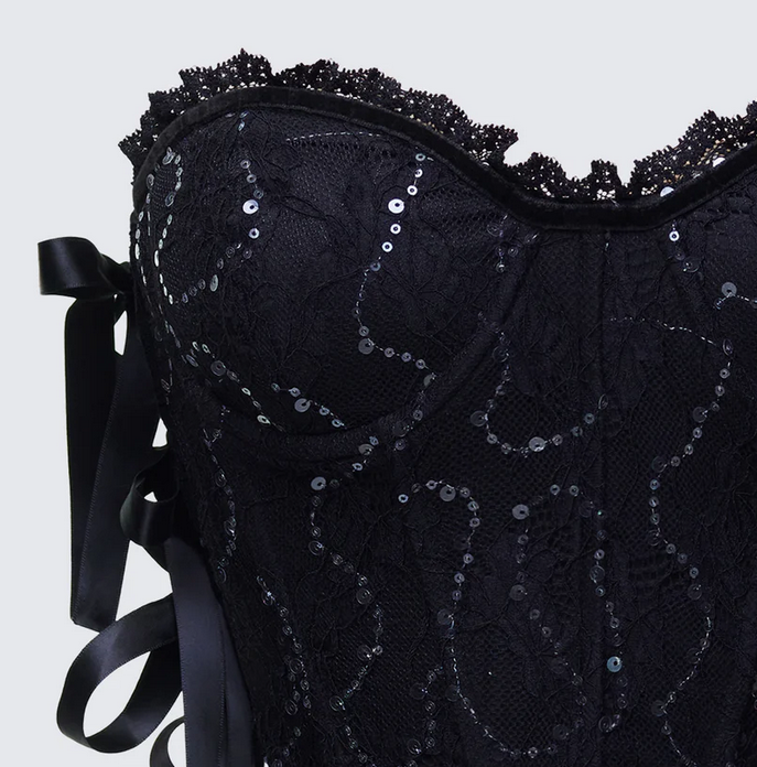 Finesse Cinday Sequin Side Tie Corset