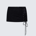 Finesse Ginan Black Glitter Velvet Mini Skirt