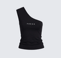 Finesse Mei Black One Shoulder Graphic Top