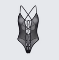 Finesse Autumn Black Mesh Lace Up Bodysuit