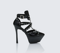 Finesse Micaiah Black Studded Strapped Heel
