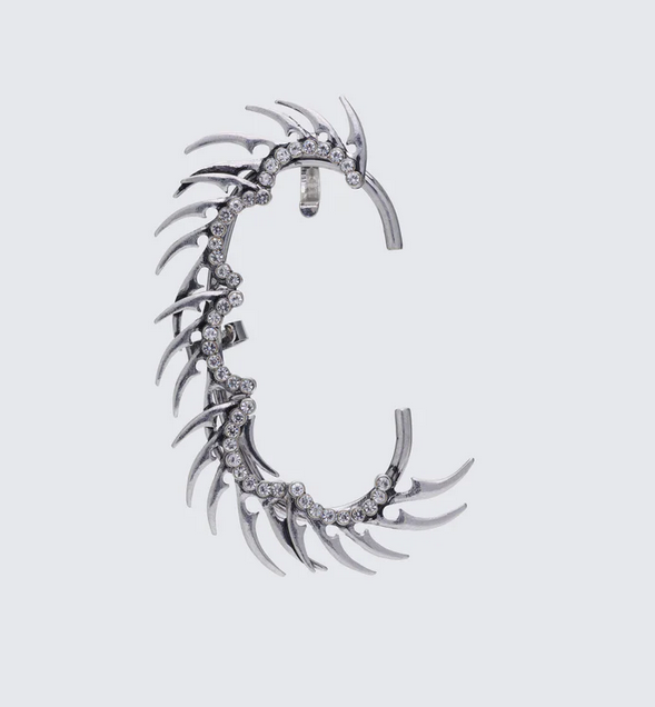 Finesse Ekua Silver Diamante Spiked Ear Cuff