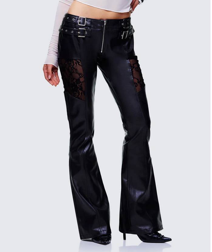 Finesse Vyra Black Vegan Leather Pants