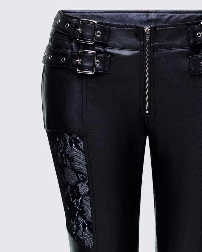 Finesse Vyra Black Vegan Leather Pants