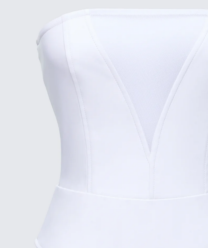 Finesse Rilena White Vegan Leather Strapless Bodysuit