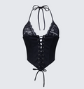 Finesse Jennie Black Lace Halter Corset Top