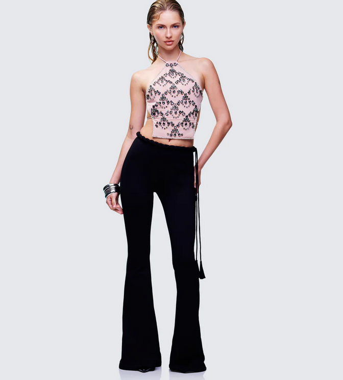 Finesse Sailor Black Jersey Twist Waist Pant