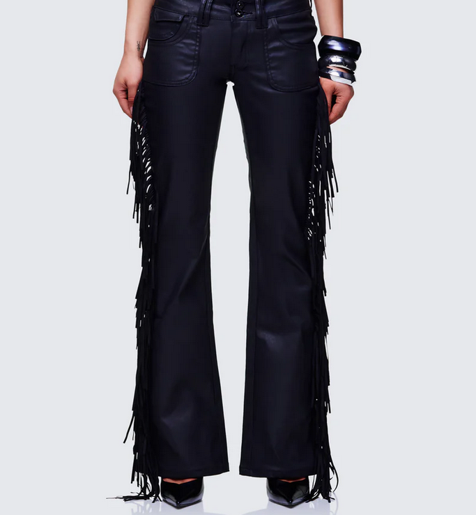 Finesse Delilah Black Denim Fringe Jeans