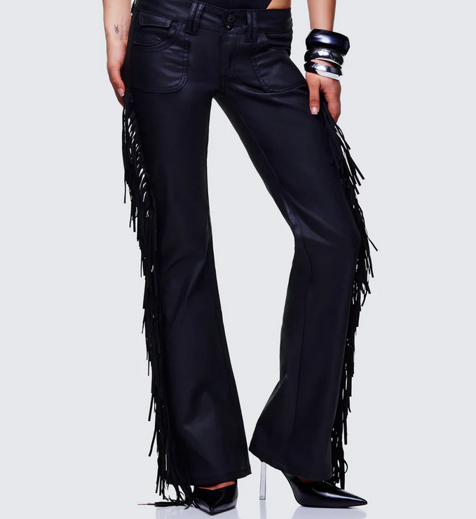 Finesse Delilah Black Denim Fringe Jeans