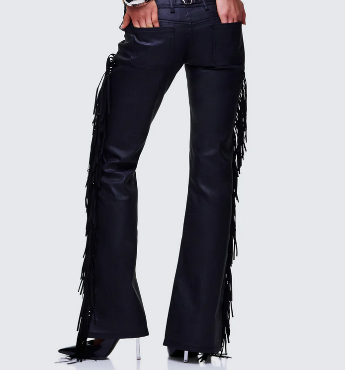 Finesse Delilah Black Denim Fringe Jeans