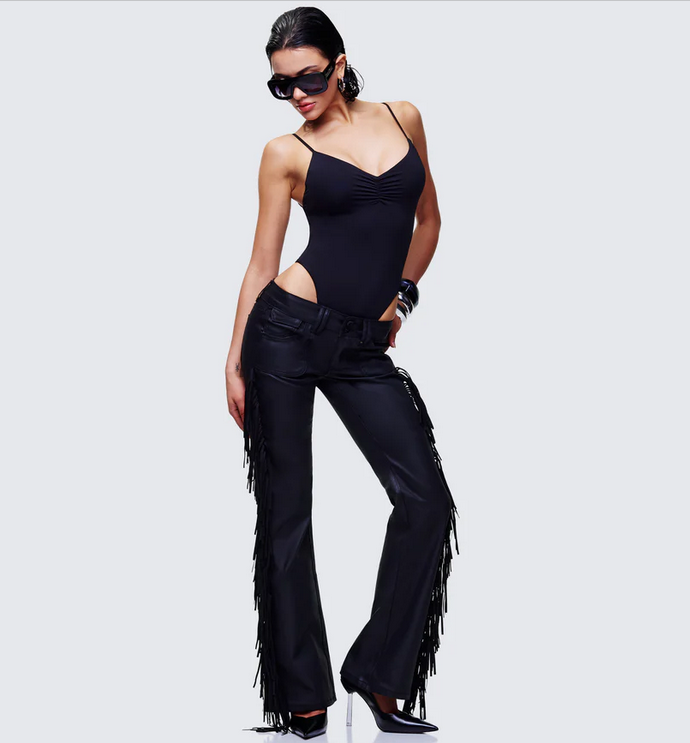 Finesse Delilah Black Denim Fringe Jeans
