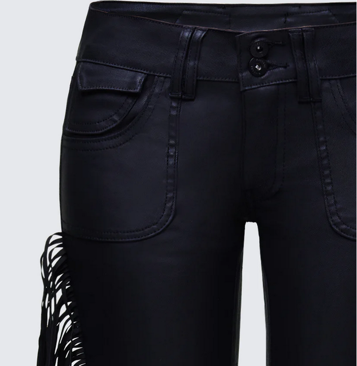 Finesse Delilah Black Denim Fringe Jeans