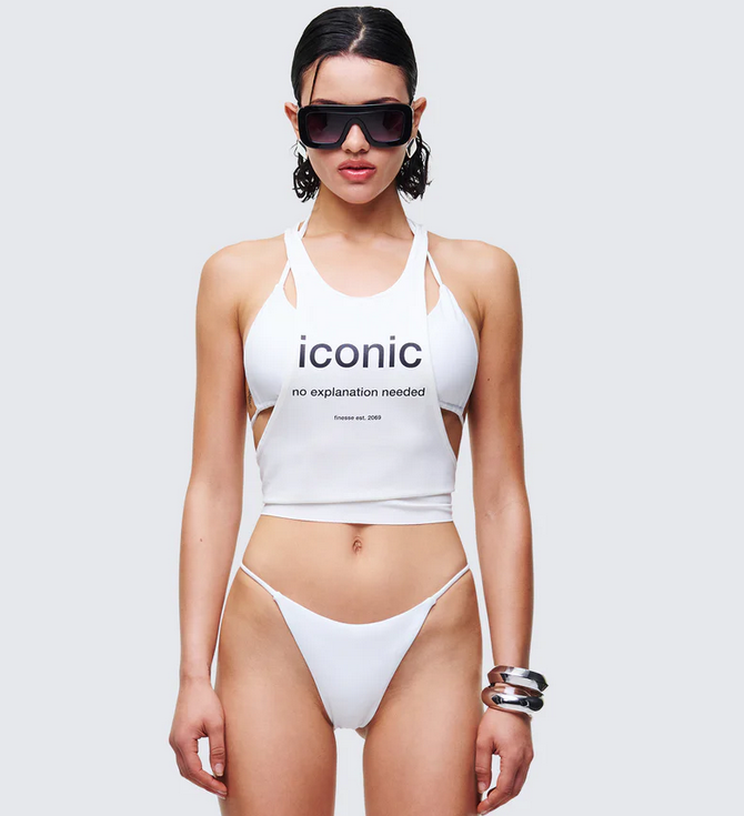 Finesse Dido White Cutaway Graphic Tank