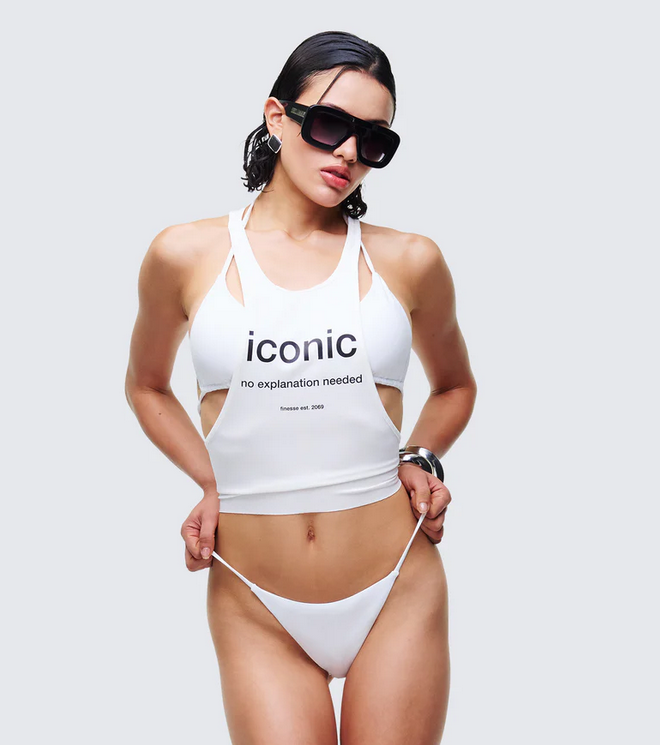 Finesse Dido White Cutaway Graphic Tank
