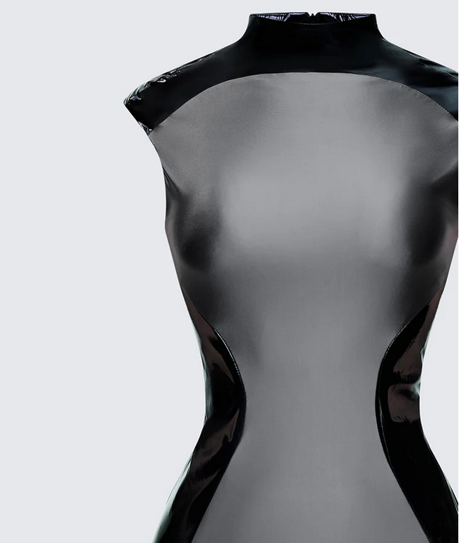 Finesse Marea Black Vinyl Contour Dress
