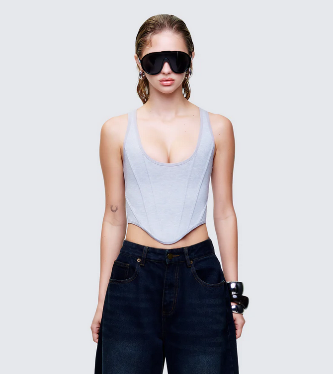 Finesse Allie Grey Jersey Corset Top