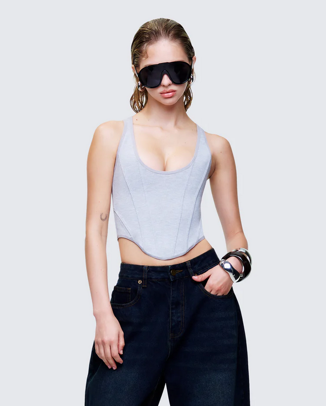 Finesse Allie Grey Jersey Corset Top