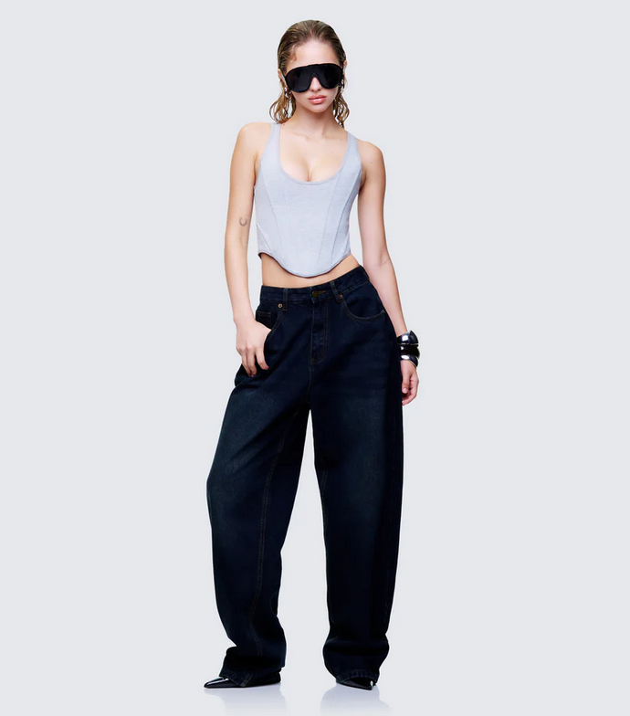 Finesse Allie Grey Jersey Corset Top
