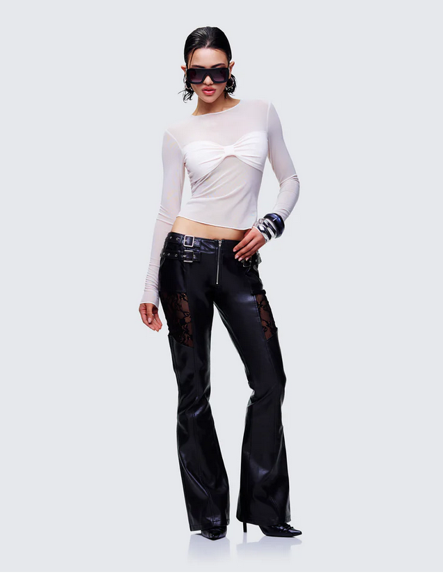 Finesse Orpheus White Mesh Long Sleeve Top