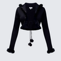 Finesse Shoshana Black Fur Trimmed Bow Tied Cardigan