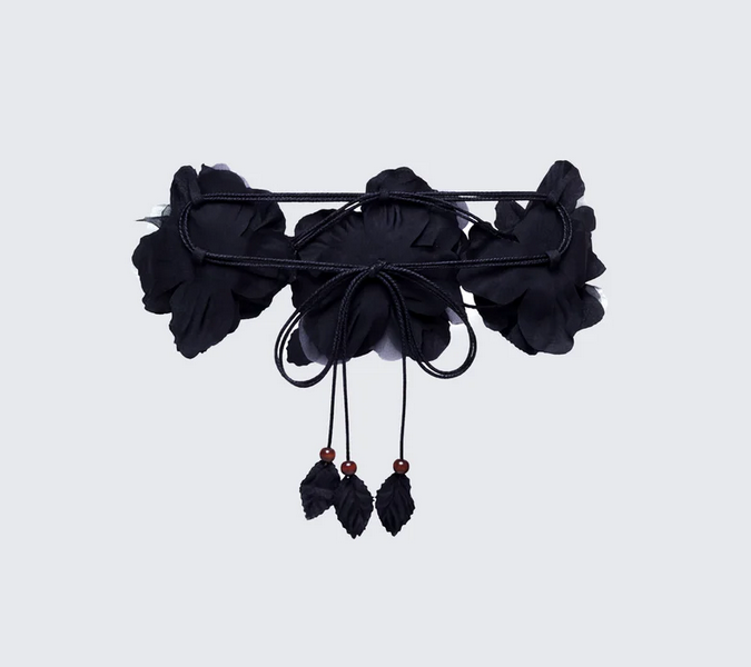 Finesse Jacira Black Triple Corsage Tie Belt