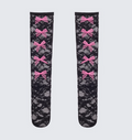 Finesse Aurora Black Knee High Lace Sock With Bow Trim