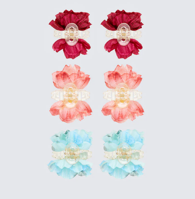 Finesse Kaelis Multi Flower Hair Claw Set - 6 Pack