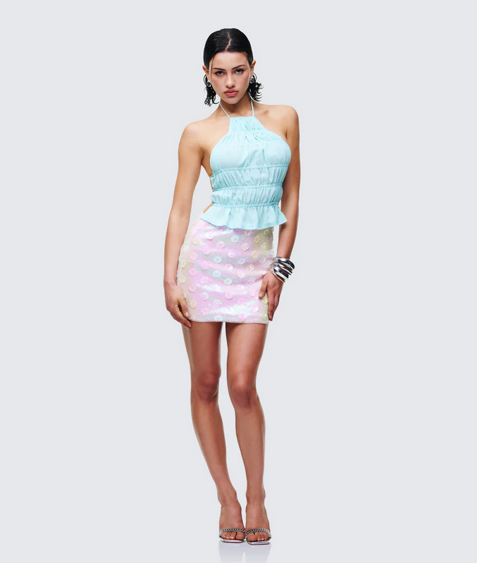 Finesse Luneth Pink Sequin Mini Skirt