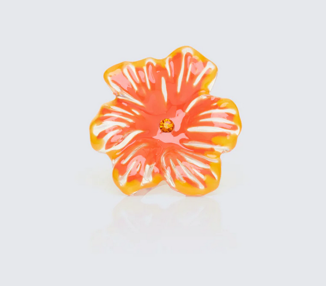 Finesse Juni Orange Plumeria Flower Ring