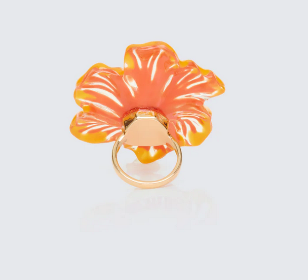 Finesse Juni Orange Plumeria Flower Ring