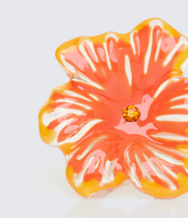 Finesse Juni Orange Plumeria Flower Ring