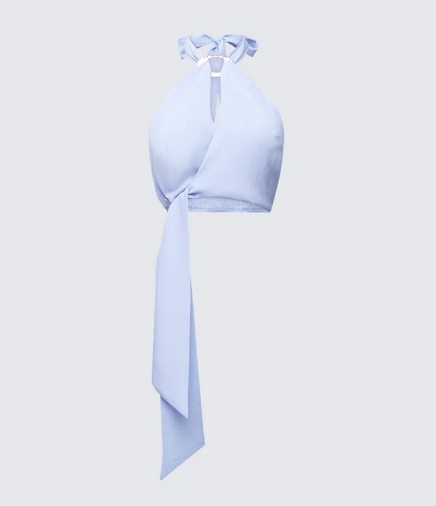 Finesse Sylvie Blue Tie Halter Neck Top