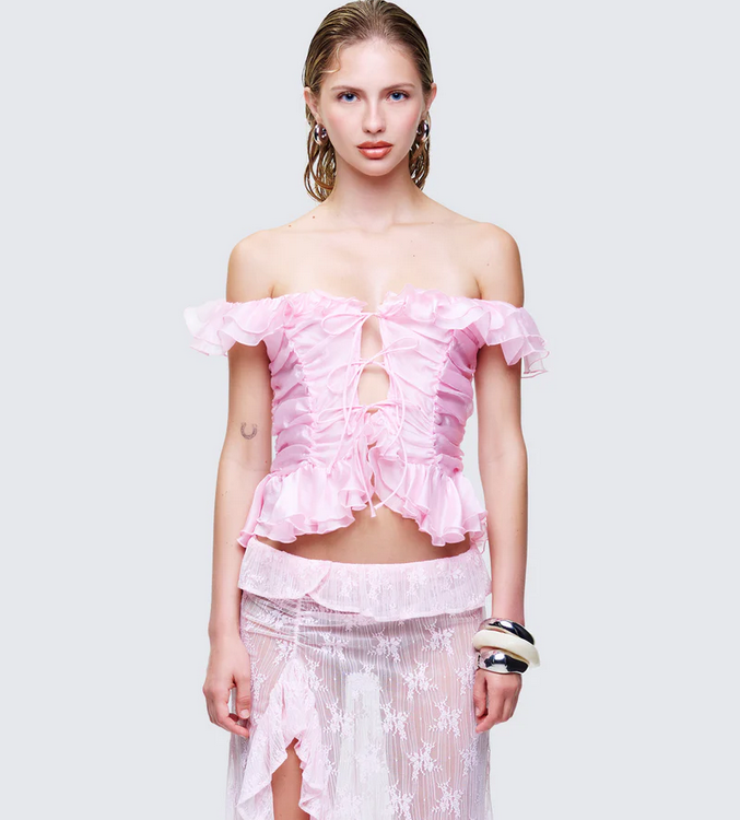 Finesse Sabella Blush Chiffon Sheer Top