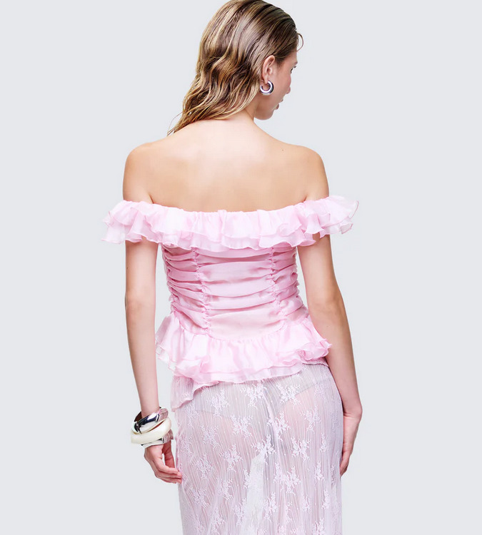 Finesse Sabella Blush Chiffon Sheer Top