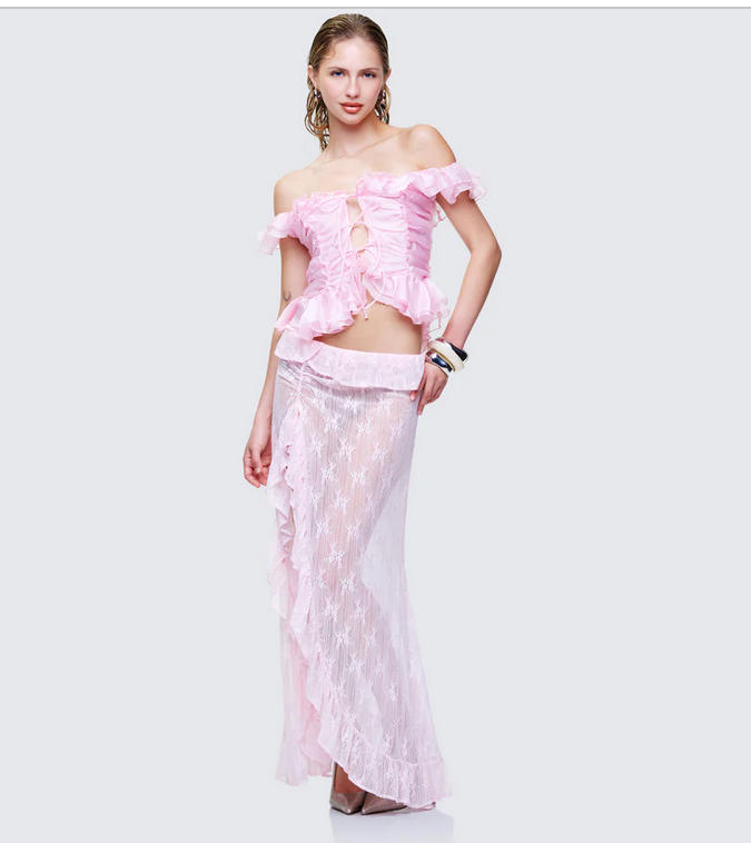 Finesse Sabella Blush Chiffon Sheer Top