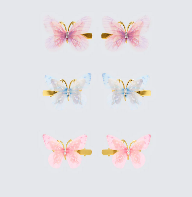 Finesse Xylia Multi Butterfly Hair Clips - 6 Pack