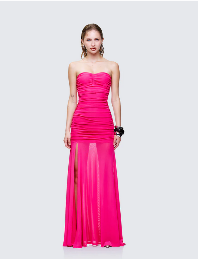 Finesse Zea Ruched Mesh Maxi Dress