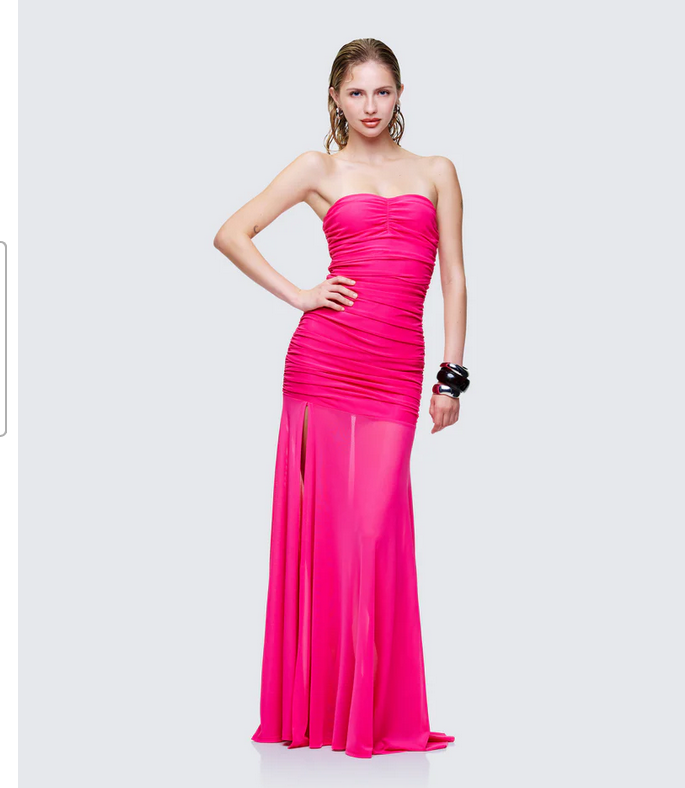 Finesse Zea Ruched Mesh Maxi Dress