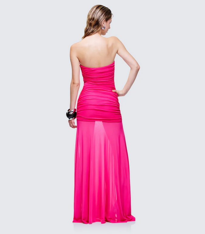 Finesse Zea Ruched Mesh Maxi Dress